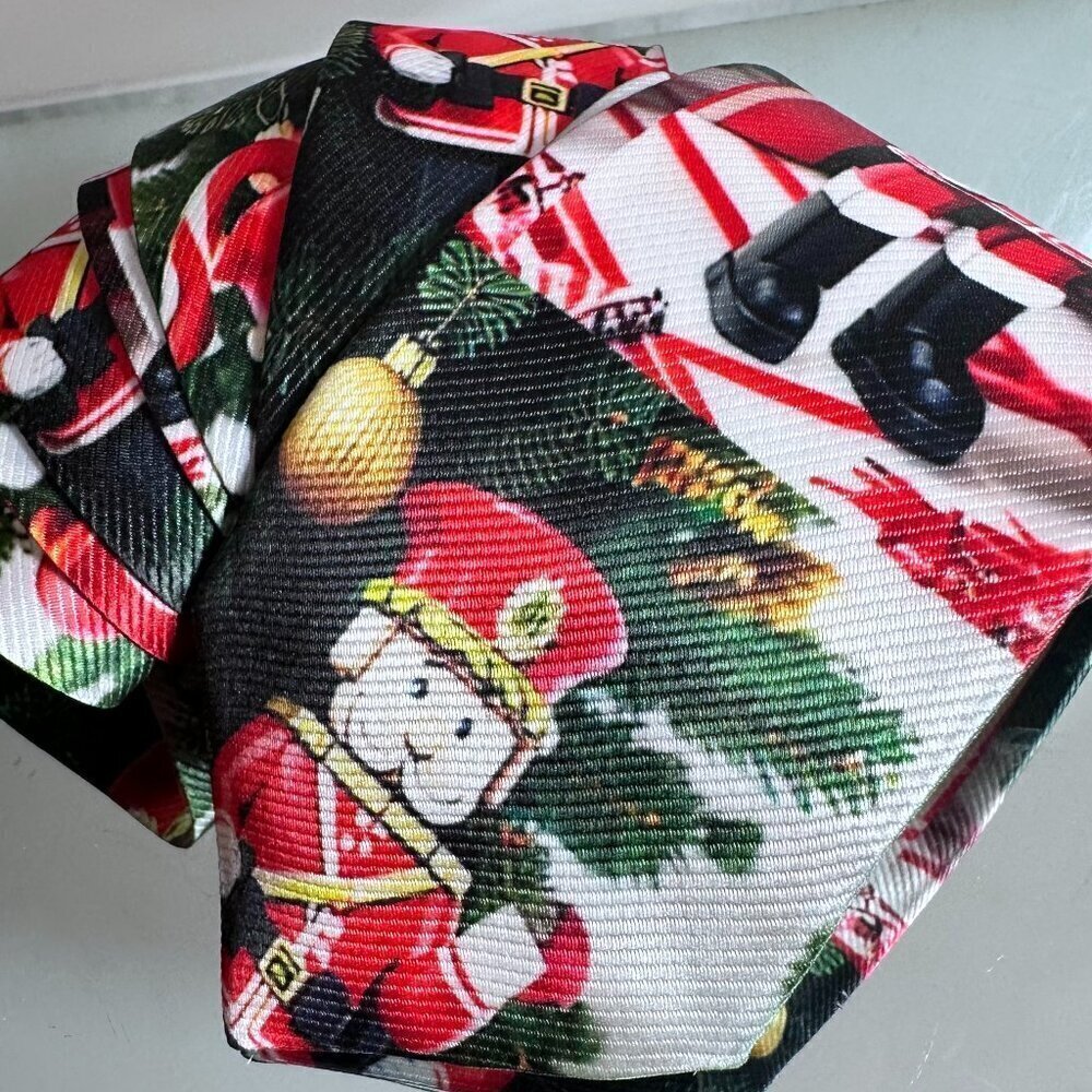 Christmas Tie  Nutcracker Designer Menswear Tie Necktie Tree Ornaments Mens Gift